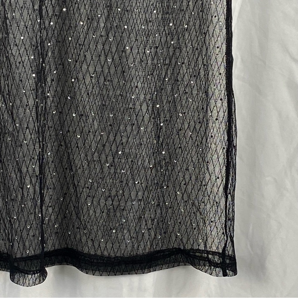 Fashion Nova Black Sheer Short Sleeve Dress with Silver Accents Size Medium - Picture 8 of 16
